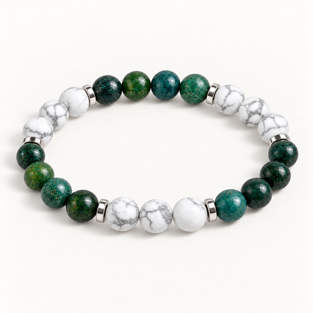 Moss Agate & Howlite 'Centered Peace' Bracelet