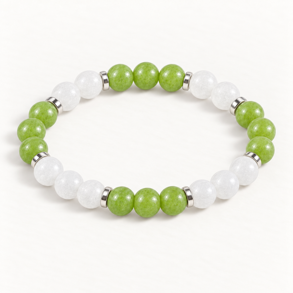 White Jade & Green Chalcedony 'Soft Balance' Bracelet