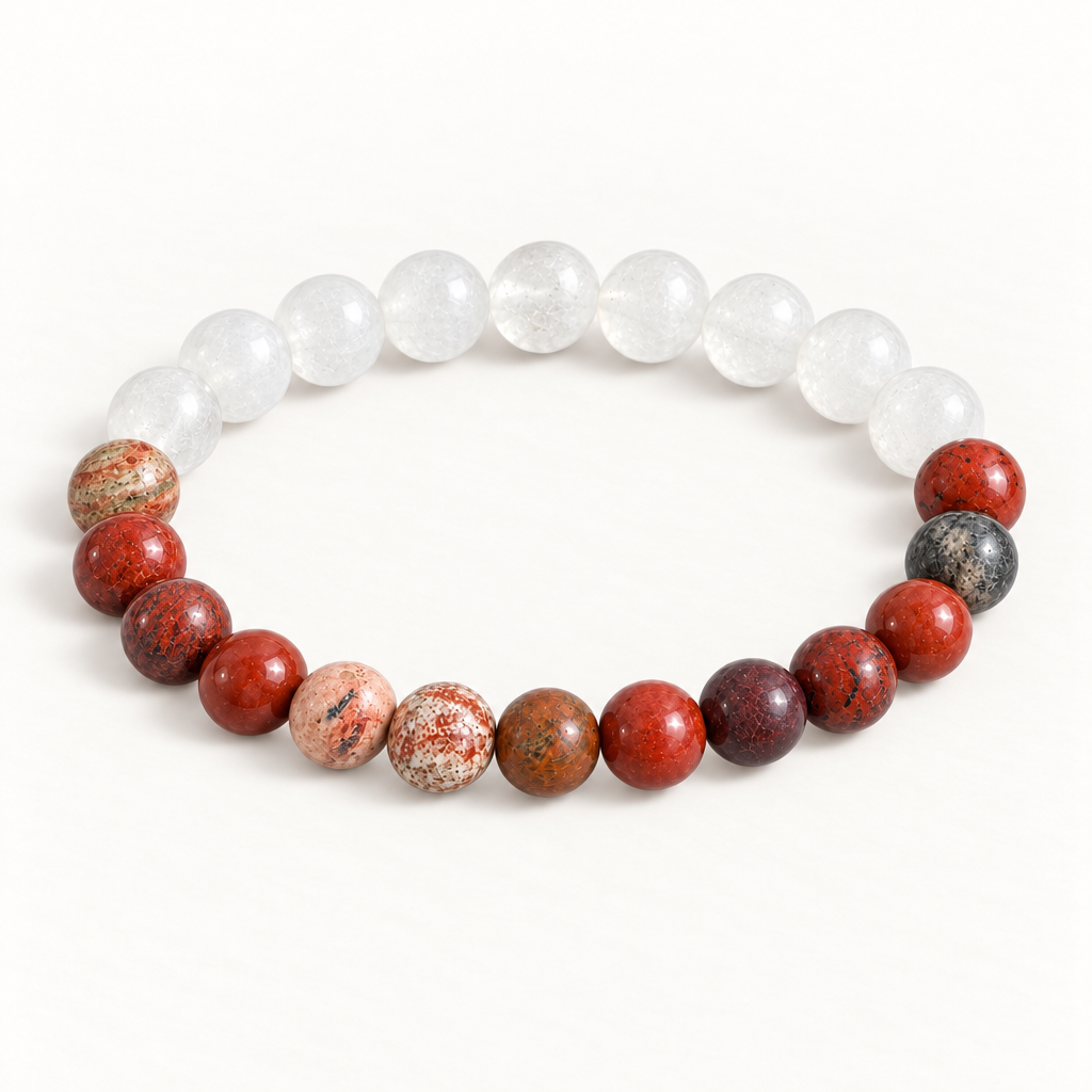 Red Jasper & White Jade 'Gentle Power' Bracelet