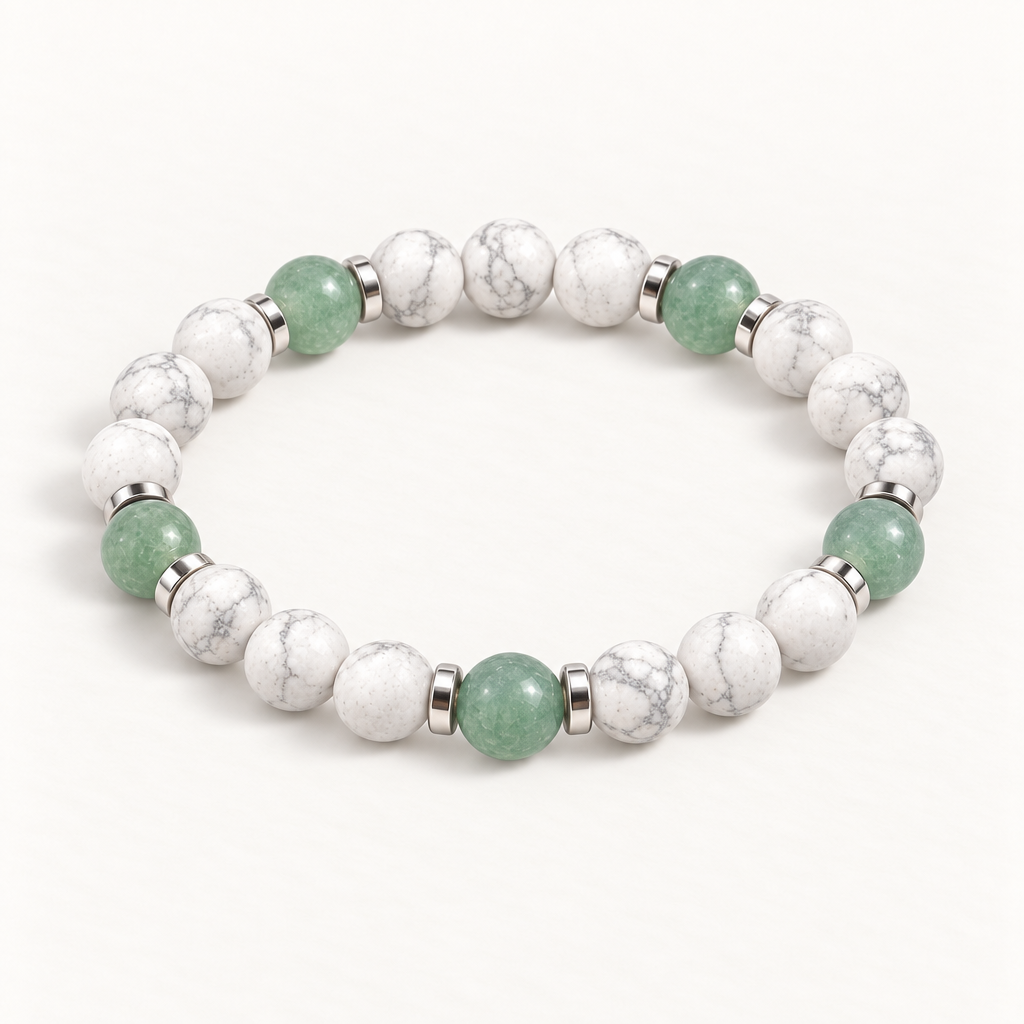 Howlite & Green Aventurine 'Easy Balance' Bracelet