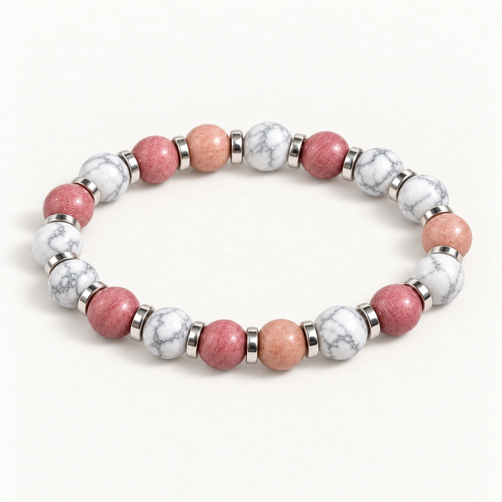 Howlite & Rhodonite 'Calming Heart' Bracelet