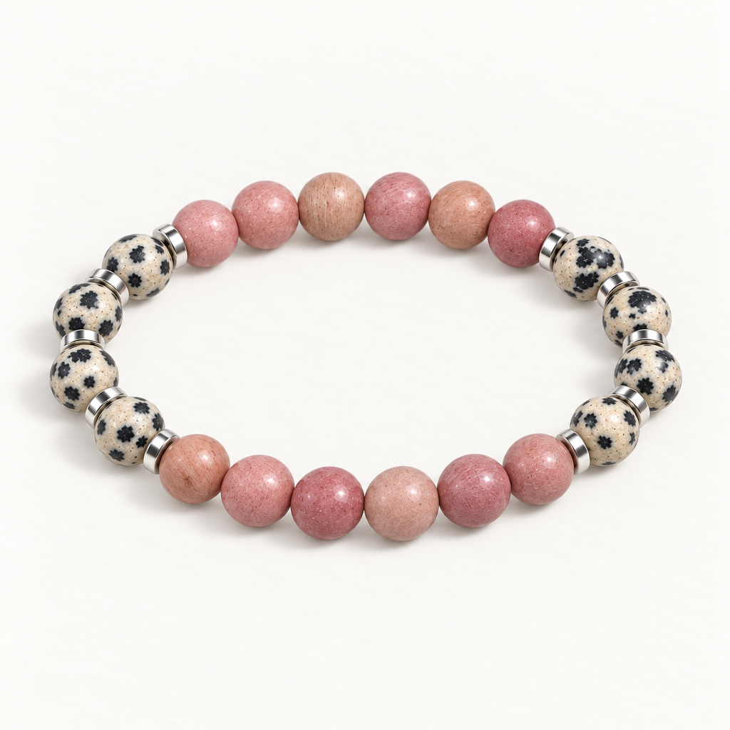 Dalmatian Jasper & Rhodonite 'Cheer' Bracelet