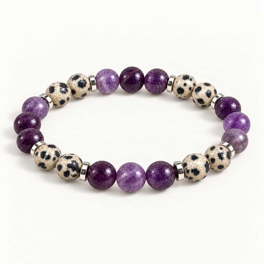 Dalmatian Jasper & Amethyst 'Gentle Reset' Bracelet