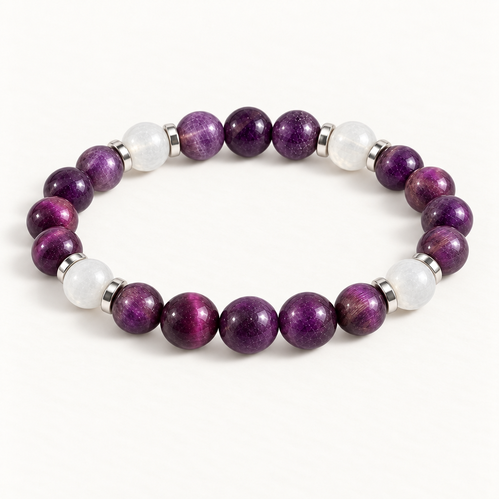 Purple Tiger's Eye & White Jade 'Ascend' Bracelet