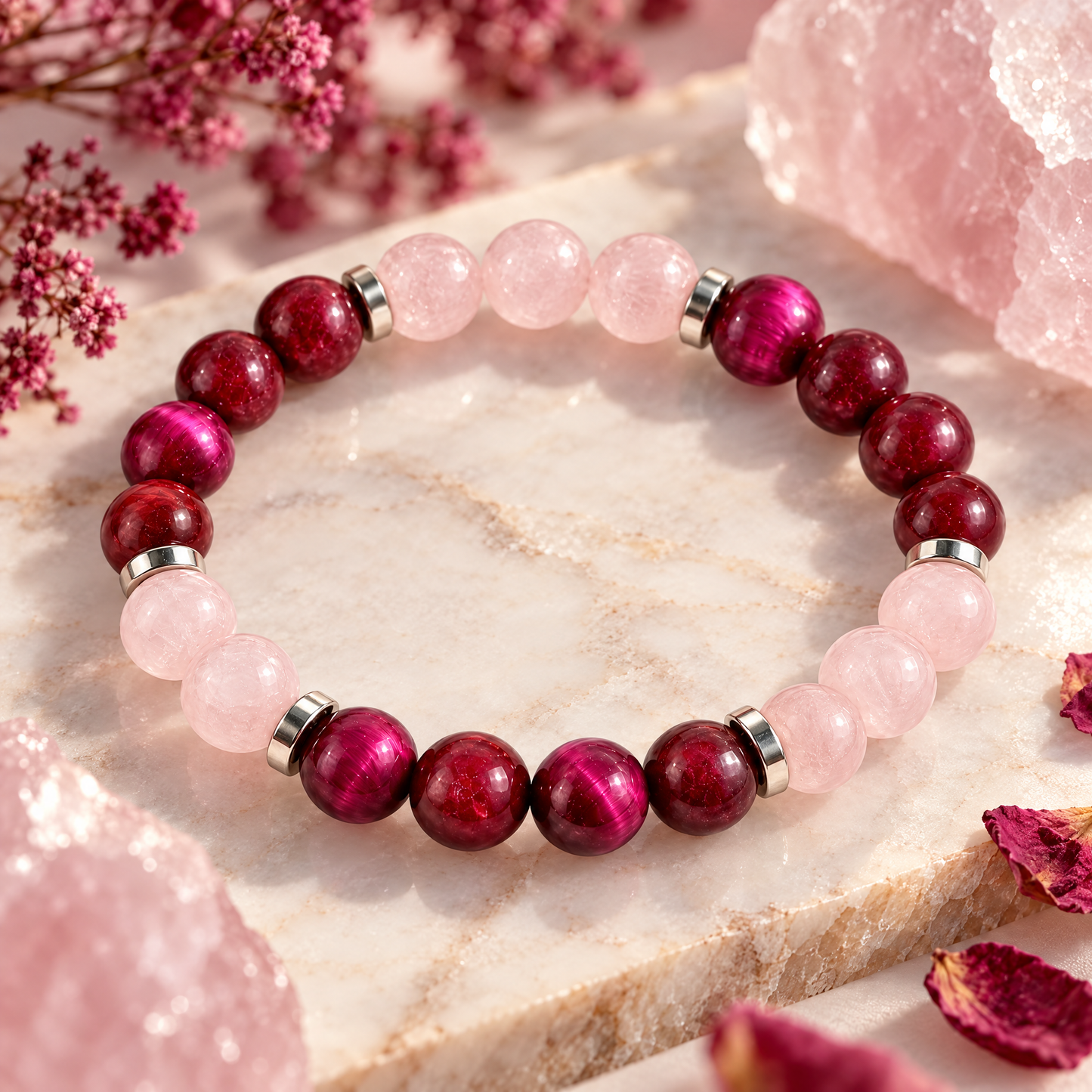 Pink Tiger's Eye & Rose Quartz 'Compassion' Bracelet