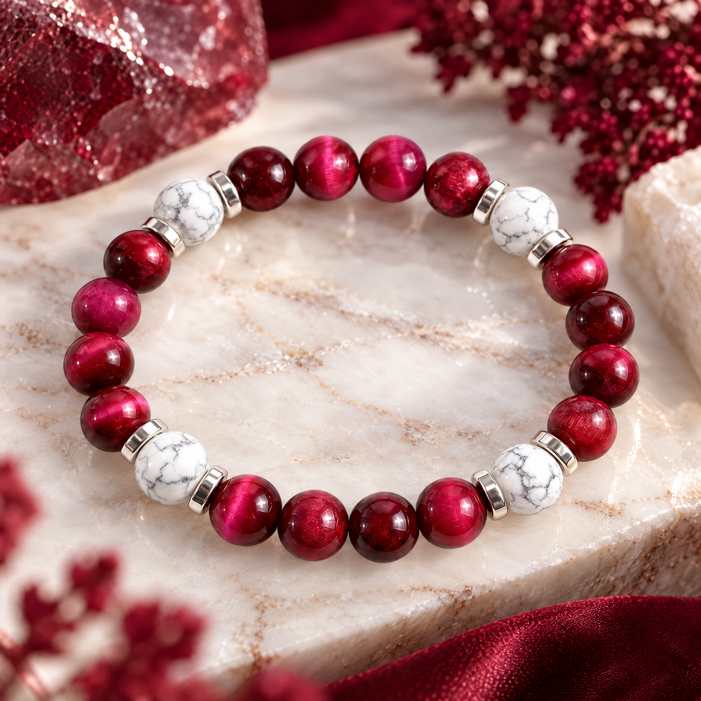 Pink Tiger's Eye & Howlite 'Cheerful Spirit' Bracelet