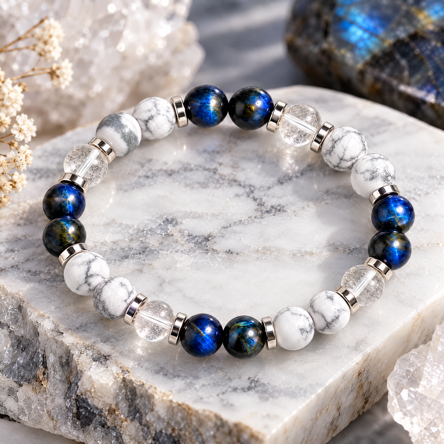 Blue Tiger's Eye & Clear Quartz 'Stillness' Bracelet