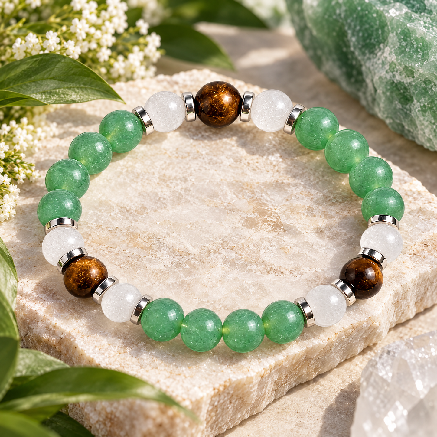 White Jade & Green Aventurine 'Renewal' Bracelet
