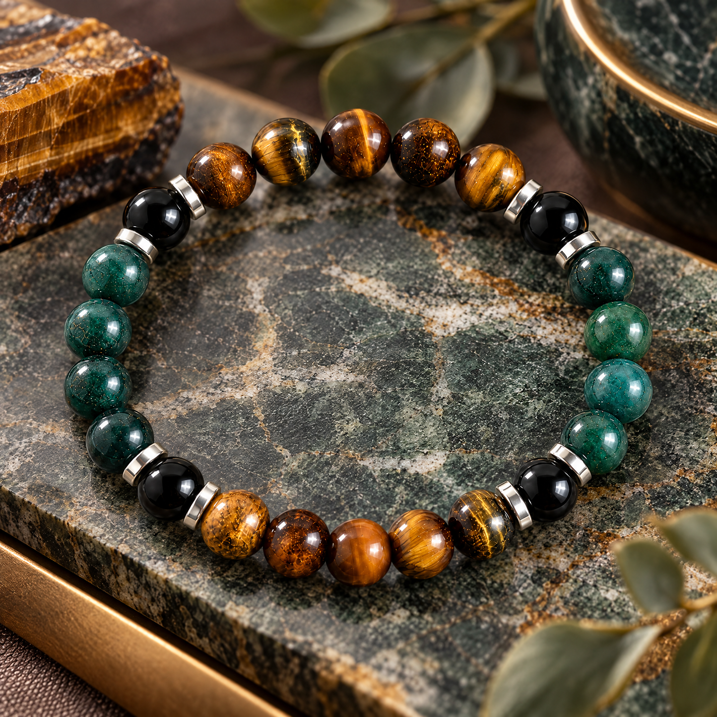 Tiger's Eye & Moss Agate 'Rooted Power' Bracelet
