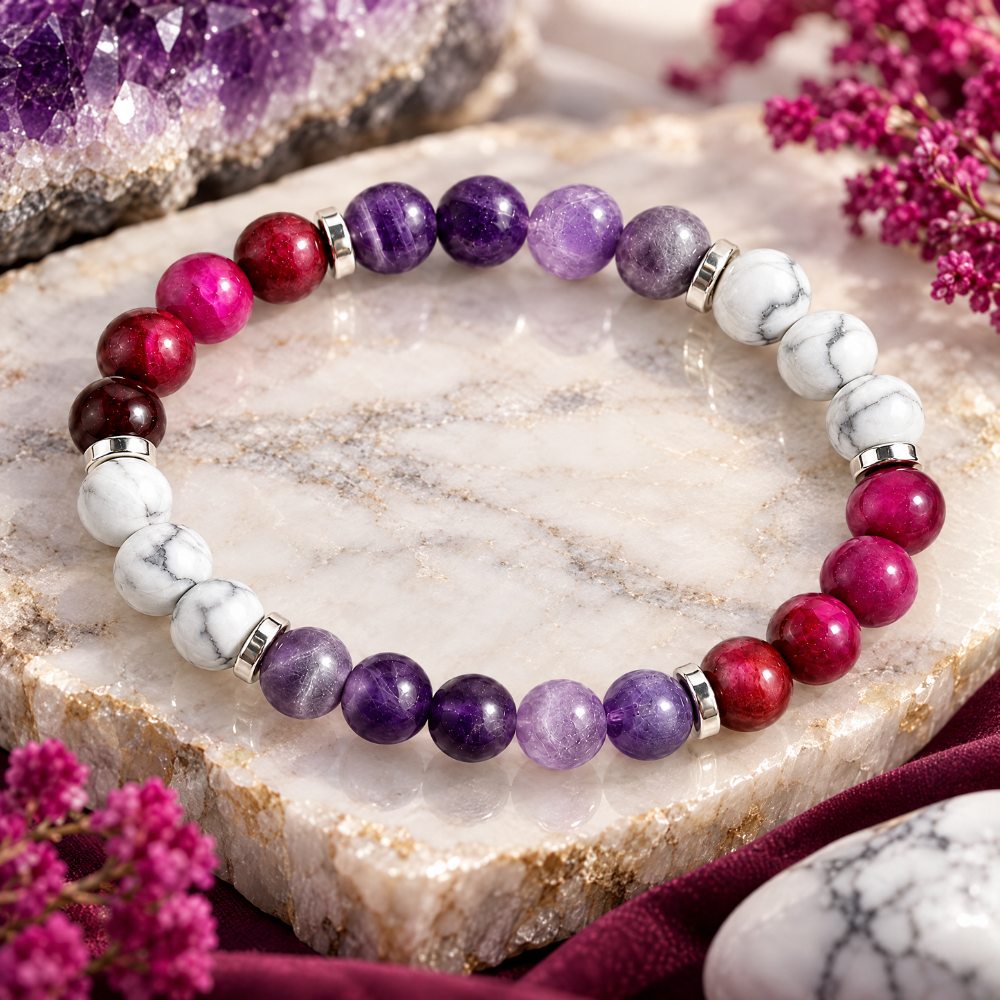 Howlite & Amethyst 'Deep Calm' Bracelet
