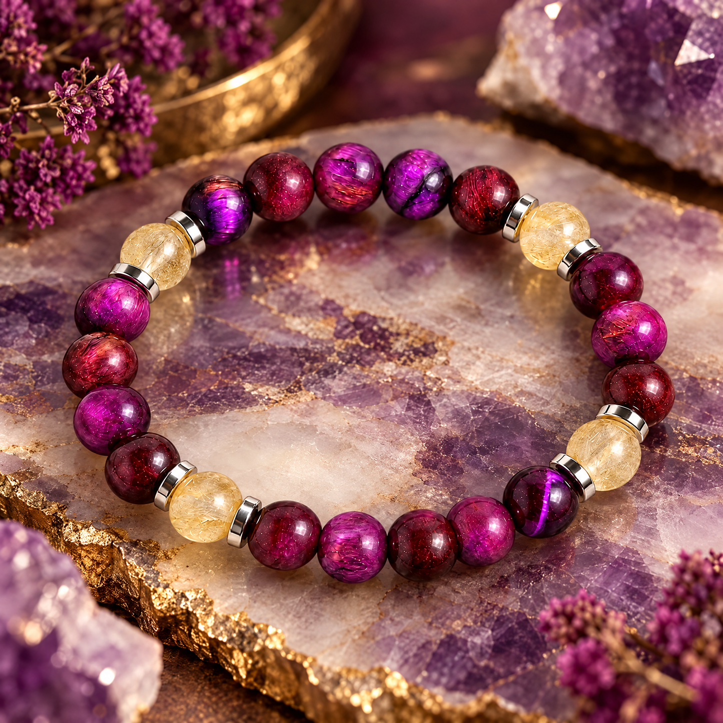 Purple Tiger's Eye & Citrine 'Focused Power' Bracelet