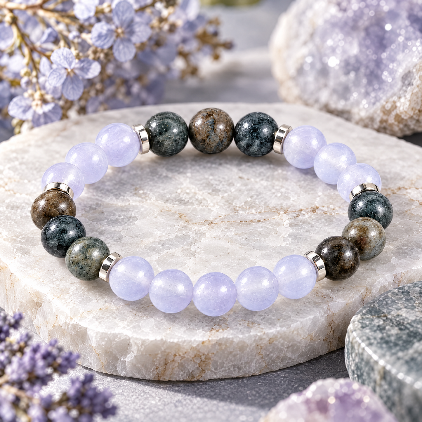 Yooperlite & Violet Chalcedony 'Evening Ease' Bracelet
