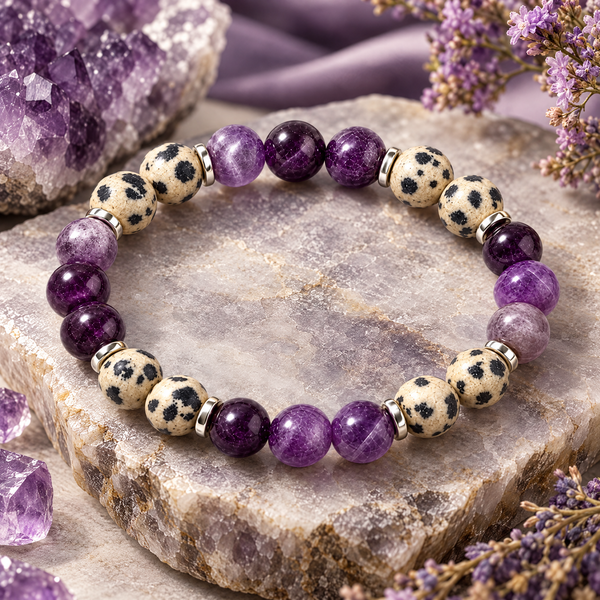 Dalmatian Jasper & Amethyst 'Gentle Reset' Bracelet
