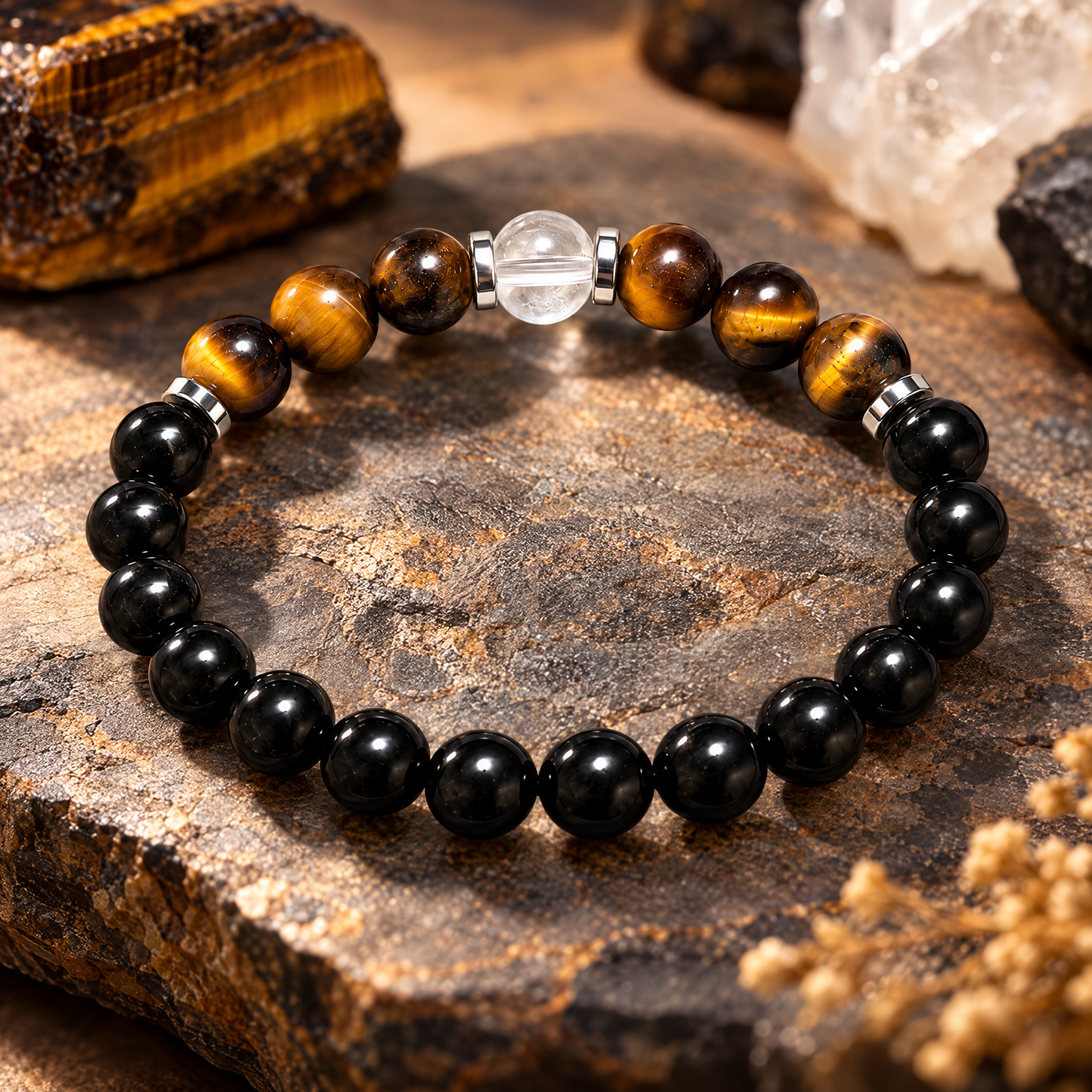 Clear Quartz & Tiger's Eye 'Resolve' Bracelet