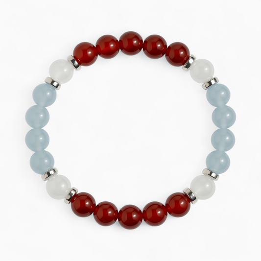 Red Agate & White Jade 'Confident Calm' Bracelet