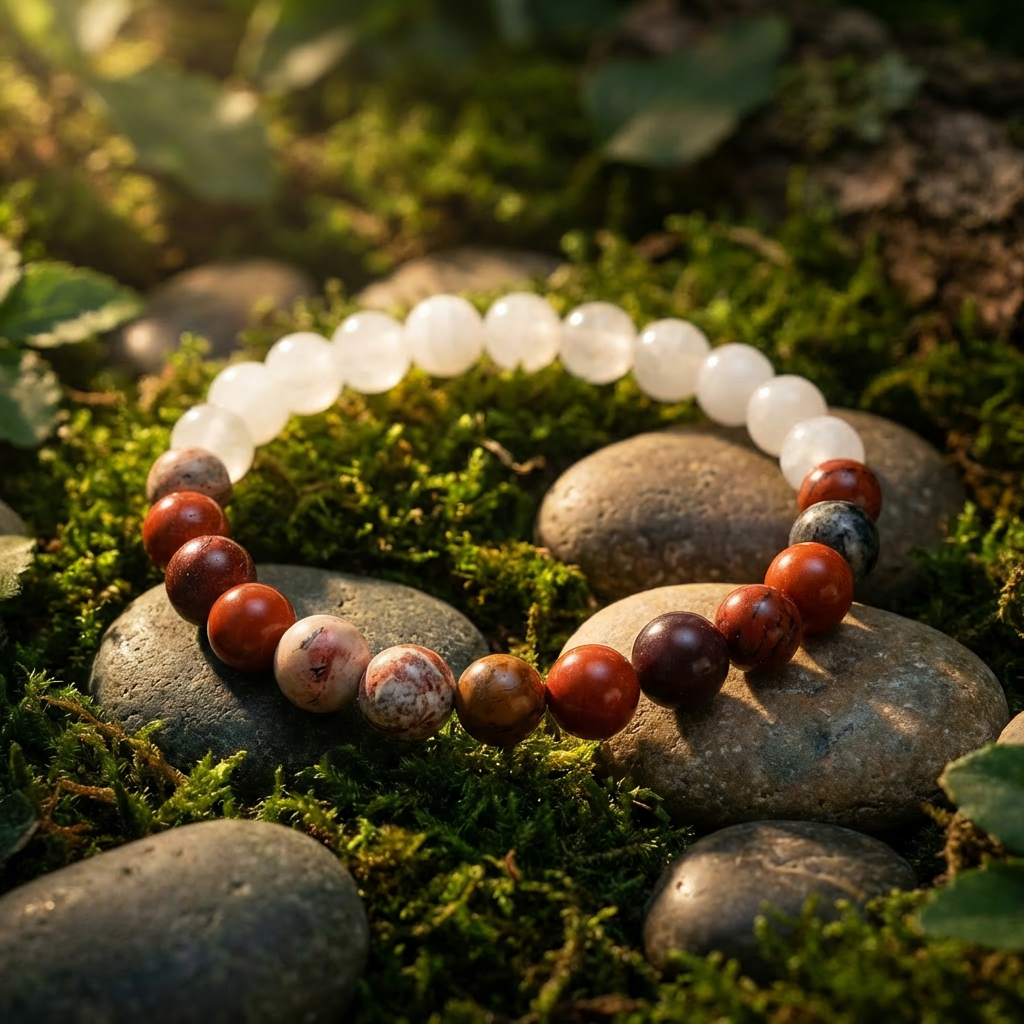 Red Jasper & White Jade 'Gentle Power' Bracelet
