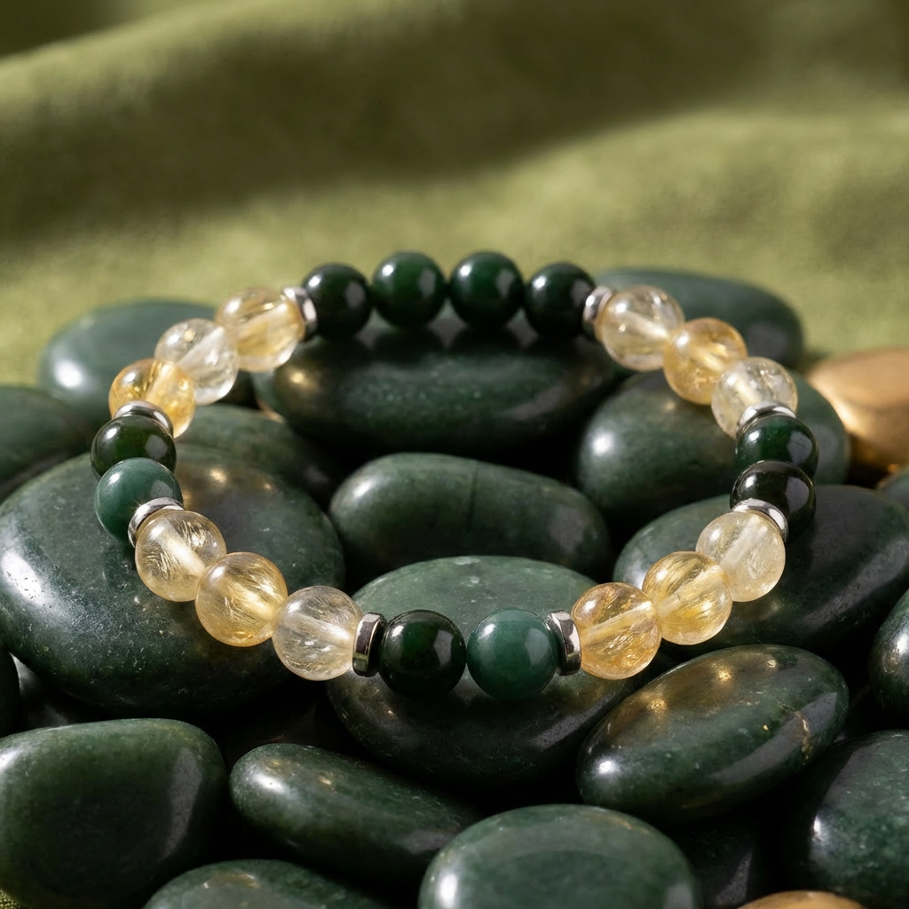 Citrine & Moss Agate 'Rooted Joy' Bracelet