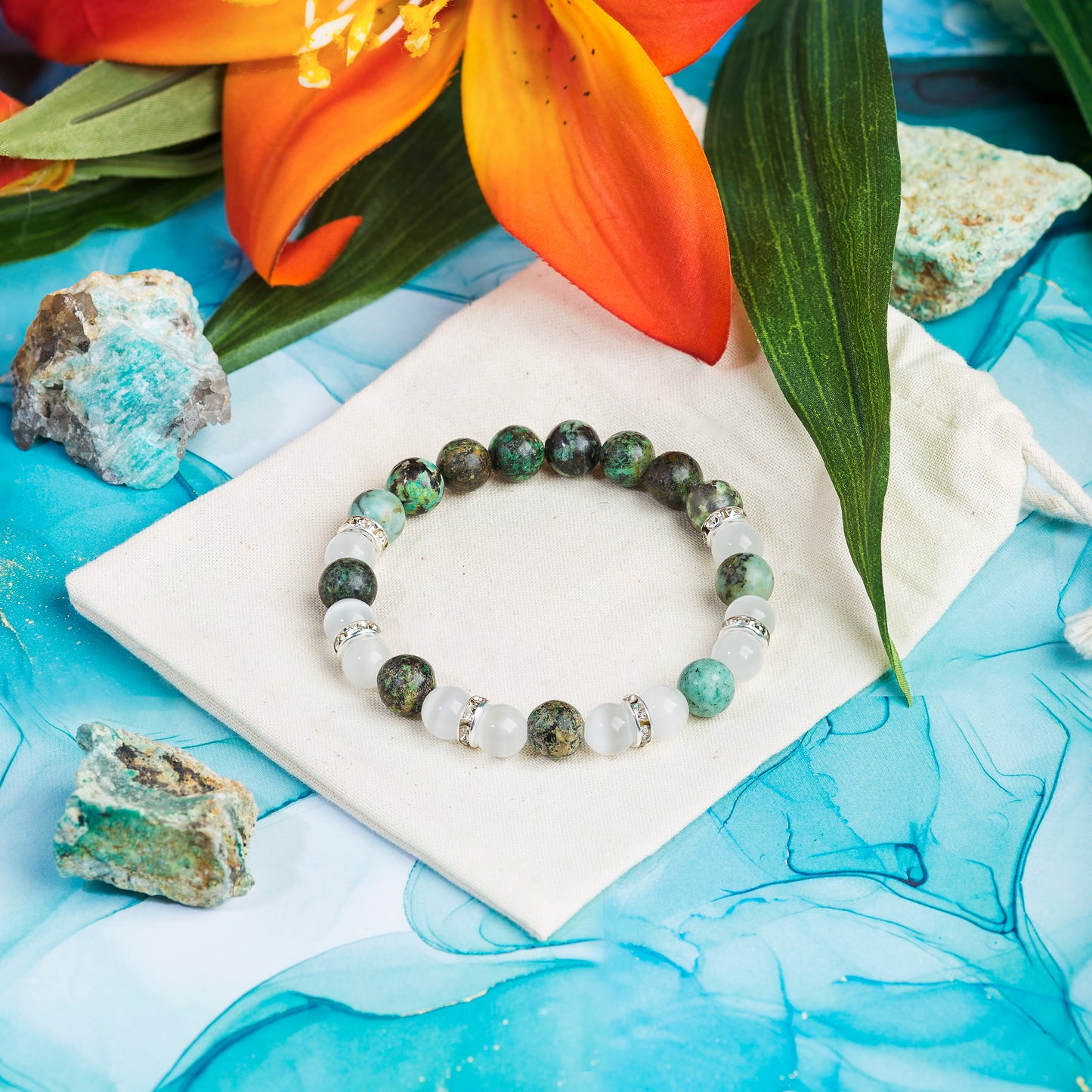 African Turquoise & Selenite 'Destiny' Bracelet